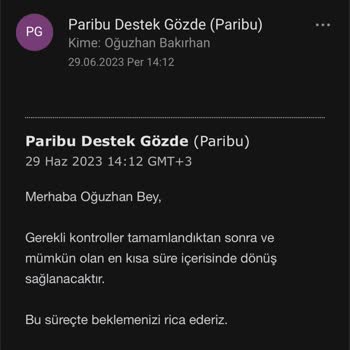 Paribu 54100₺ Çekimimi Ödemiyor