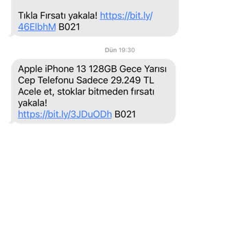 Wnt.com.tr Sitesinden Gelen SMS Bildirimleri