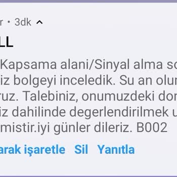 Turkcell'in Kapsama Alanı Dışı Olması.