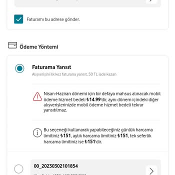 Vodafone Mobil Ödeme Limit Yetersiz Hatası