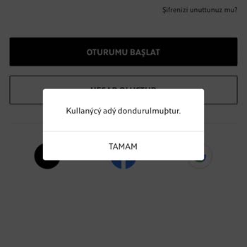 Zara Home Kullanıcı Adı Dondurulmuştur Uyarısı