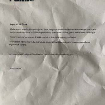 Puma Ayakkabı Hatalı Ürün