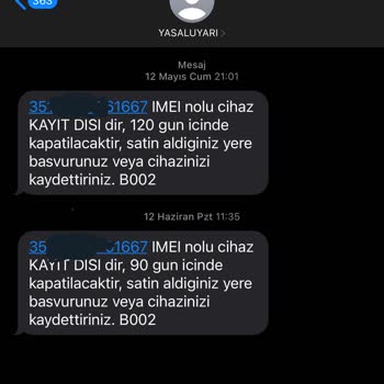 BTK (Bilgi Teknolojileri ve İletişim Kurumu) IMEI Kayıtı Olmadı