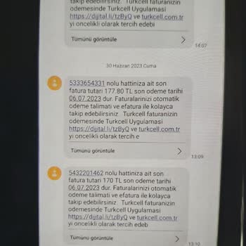 Turkcell'den Gelen Bana Ait Olmayan Ödeme Tutarı Mesajları