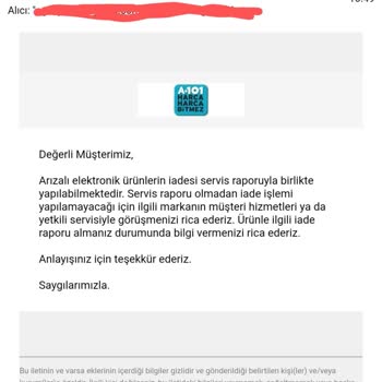 A101online Ayıplı Ürün İade Zorluğu
