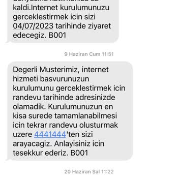 Türk Telekom Kurulum Randevumun Bilgim Dışında İptal Edilmesi