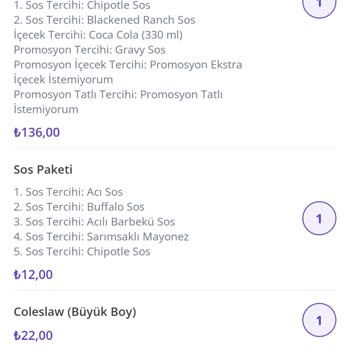 Popeyes Eksik Ürün Gönderdi.