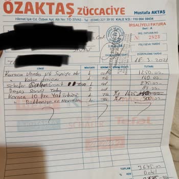 Sivas Özaktaş Züccaciye Faturaya Ürün Fiyatlarını Yüksek Yazmış