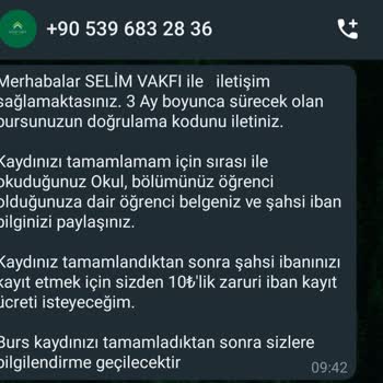 Selim Vakfı Burs Vermiyorlar Yanlış Bilgi Veriyorlar