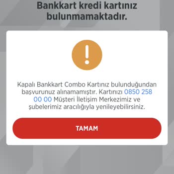 Ziraat Bankası Kapalı Bankkart Kombo Kart Hatası