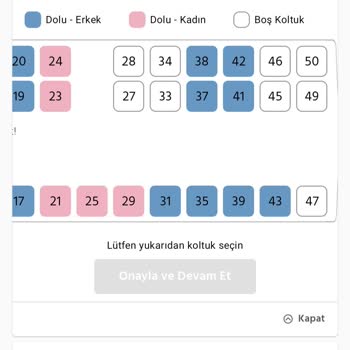 Uludağ Turizm 2+1 Olan Otobüsünde Sistemde Satışı Olmayan Koltuk!