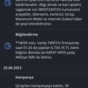 Twitch Bilgi Ve Rıza Dışında Karttan Harcama Yapılması