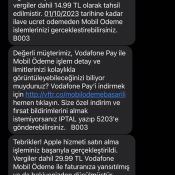 Vodafone'faturama Apple Hizmet Bedeli Yansıtılması