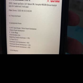 KFC Kendisinin İptal Ettiği Siparişin İadesini Yapmadı.