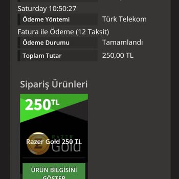 Türk Telekom Playstore.com Satın Aldığım Razer Gold E-Pin Gelmedi