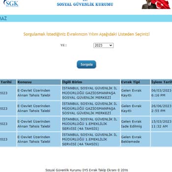 SGK Gelen Evrak Beklemede