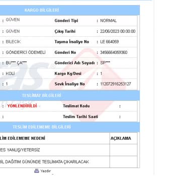 Aras Kargo Yanlış Adres Bilgisi Vererek Ürünlerimi Getirmiyor