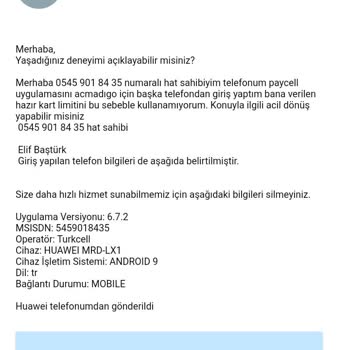 Paycell Hazır Limit Vermiyor.