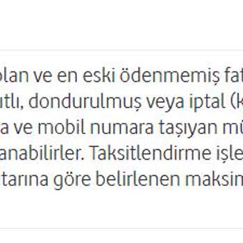 Vodafone Fatura Taksitlendirme İşlemi