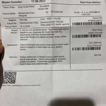 Electrolux Ürünün Açma Kapanma Tuşu Çalışmıyor