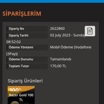 Playstore Dijital Oyun E-pin Razer Gold Sipariş Sorunu
