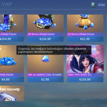 Mobile Legends Oyun İçi Mağazası Bulunduğum Ülkeden Yükleme Desteklemiyor.