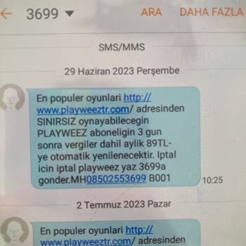 Playweez Uygulamasının Onaysız İşlemleri