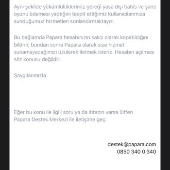 Papara Adaletsizce Hesap Kapatma