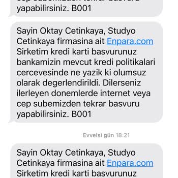 Enpara Şirket Kredi Kartı Başvurusu Olumsuz Oluyor.