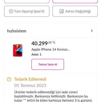 Tokdemir Bilişim Teknolojileri Siparişim Zam Geldiği İçin İptal Edildi