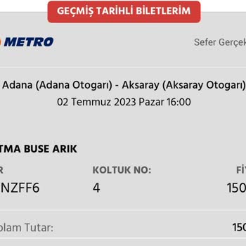 Metro Turizm Bileti Satılan Seferin Gerçekleşmemesi