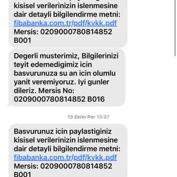 Fibabanka Bilgilerim Teyit Edilemiyor