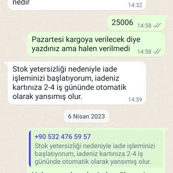 Market Kolim Para İadesi Yapılması