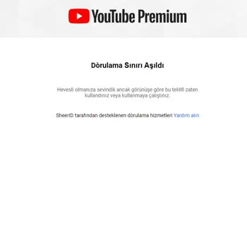 Youtube.com Doğrulama Sınırına Ulaşıldı Hatası