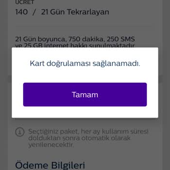Papara Kartım İle Türk Telekom Dan Paket Alamıyorum Hata Veriyor