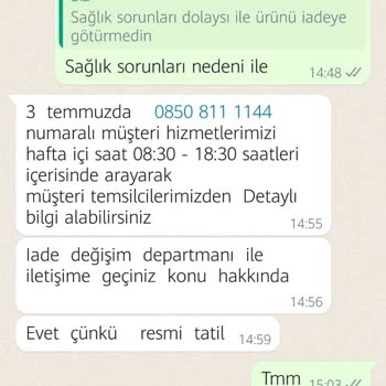 Modasena İadenin Kabul Edilmemesi.