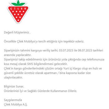 Çilek Mobilya Online Satış Müşteriyi Yanlış Bilgilendirme