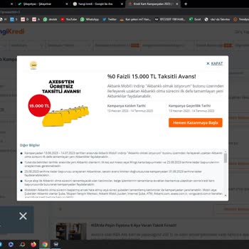 Akbank Müşteri Olana 15.000TL Taksitli Faizsiz Nakit Avans Vermemesi