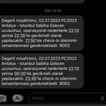 Pegasus Nedensiz Bir Şekilde 3 Saat Uçuş Erteliyor