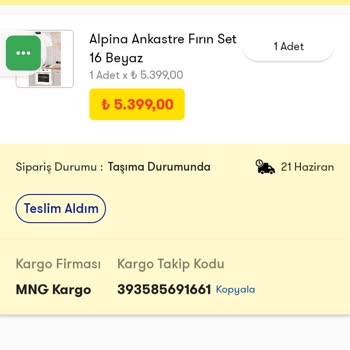 Alpina Beyaz Eşya Ankastre Set İptali