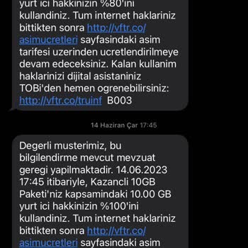 Vodafone Ek Paketler Tarifeler