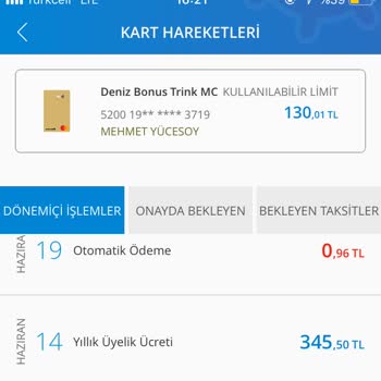 Denizbank Yıllık Üyelik Ücreti