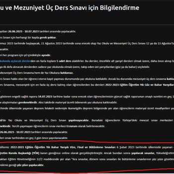 Yükseköğretim Kurulu (YÖK) Yok Yaz Okulu Yüz Yüze Sınav Kararı