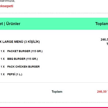 Yemeksepeti Packet Burger Yanlış Ürün Göndermesi