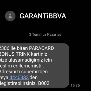Garanti Bankası Kart Teslim Edilmemesi