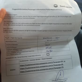 Sunexpress Hava Yolları Uçakta 6 Saatlik Rötar Ve Bilgi Verilmemesi