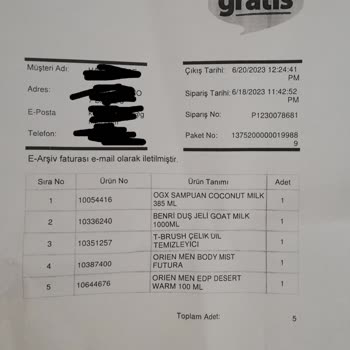 Gratis Siparişim Eksik Geldi Hesabım Silinmiş