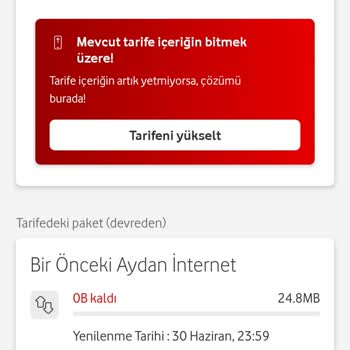 Vodafone İnternet Aşım Paketi İptali