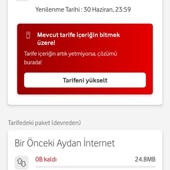 Vodafone İnternet Aşım Paketi İptali