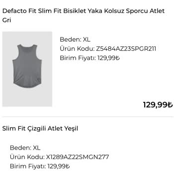 DeFacto Fit İade Butonu Yok